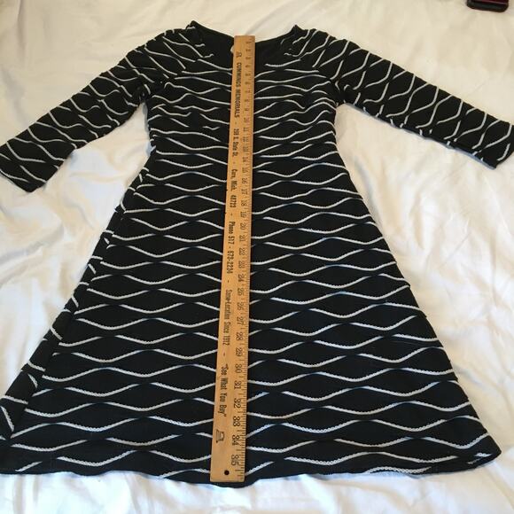 ECI 6 Skater Sweater Dress Textured Black and White Raglan Sleeve Light-Weight - Picture 8 of 12